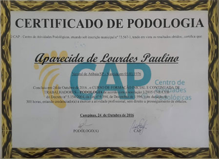 Certificado de Podologia